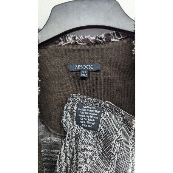 NEW $468 MISOOK Coffee Frayed Edge Striped 3/4‎ Sleeve Open Front Jacket Size XS - Picture 4 of 4